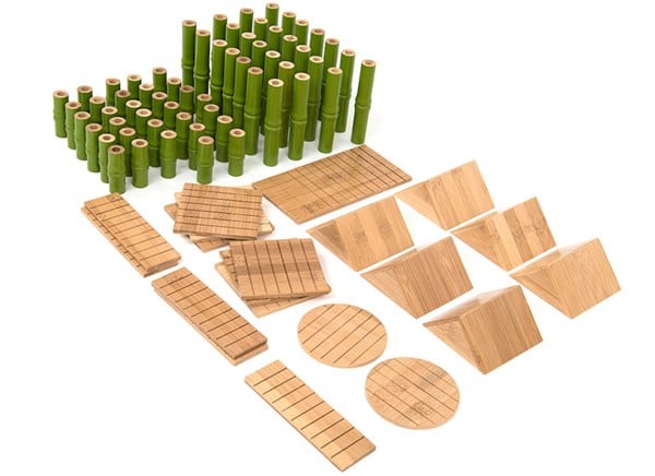 Bamboo building blocks, 80-piece