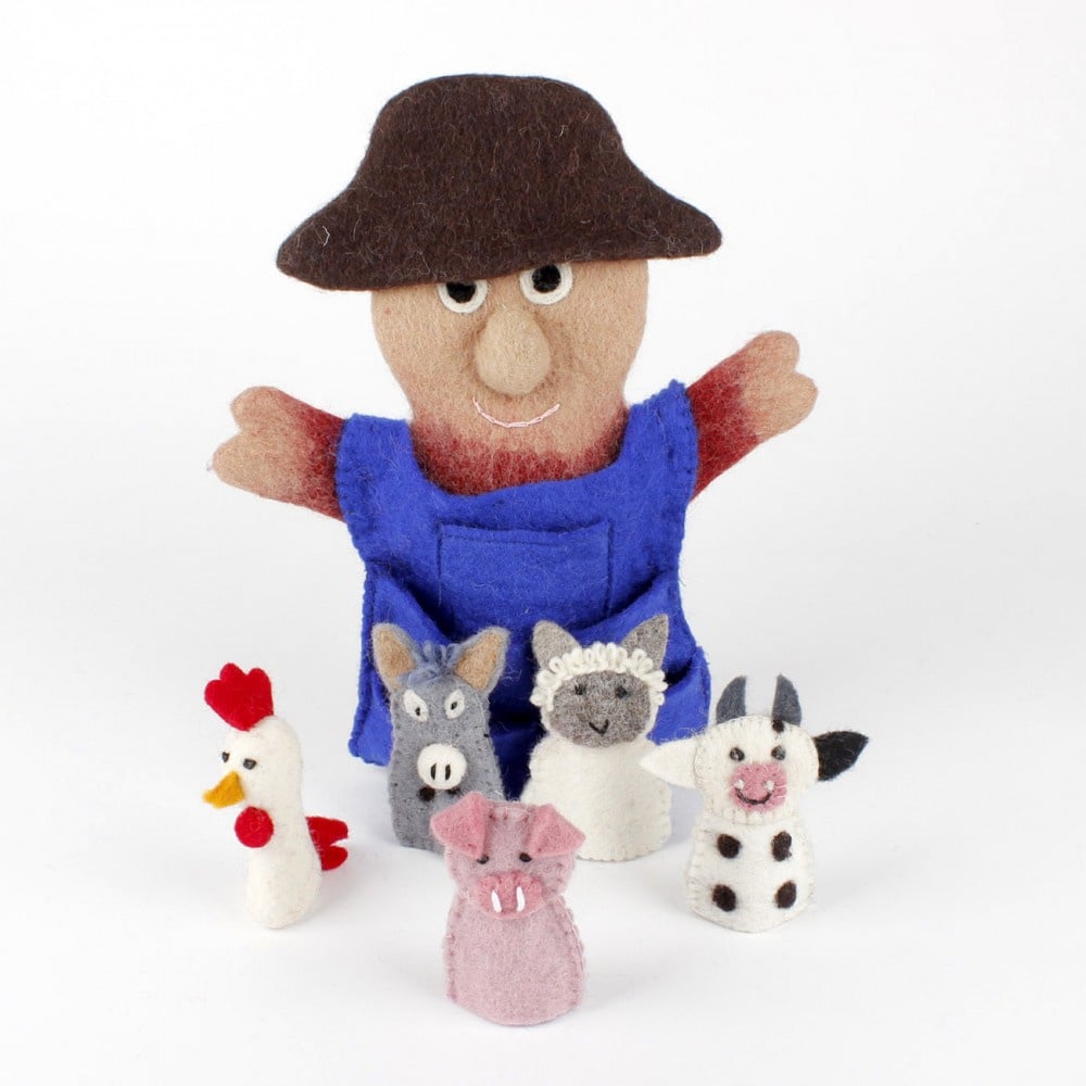 Hand puppet Farmer with animals