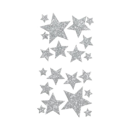 Foam Glitter Star Stickers Gold and Silver