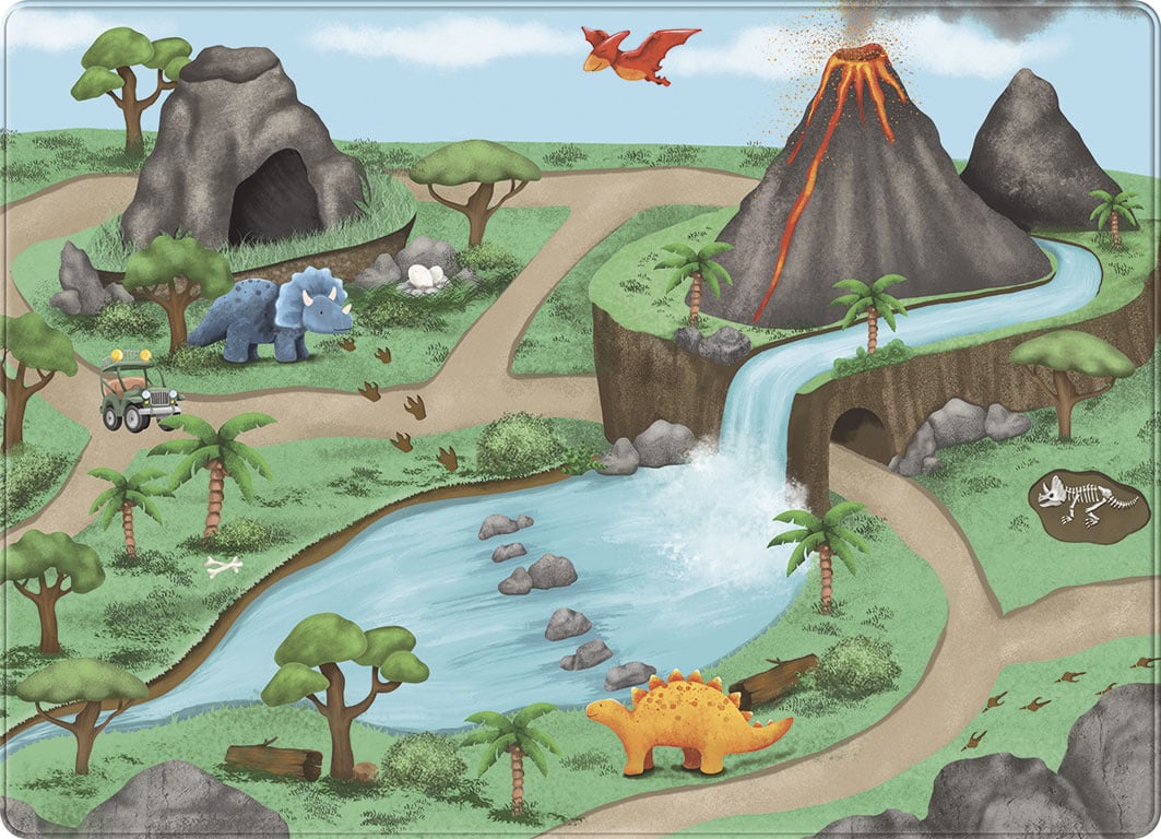 Velvet soft play mat Dinoworld (130 x 180 cm)