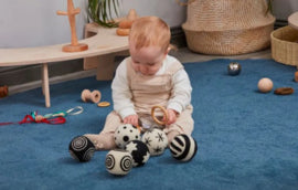 Baby patroonballen contrasterend zwart/wit, set van 6
