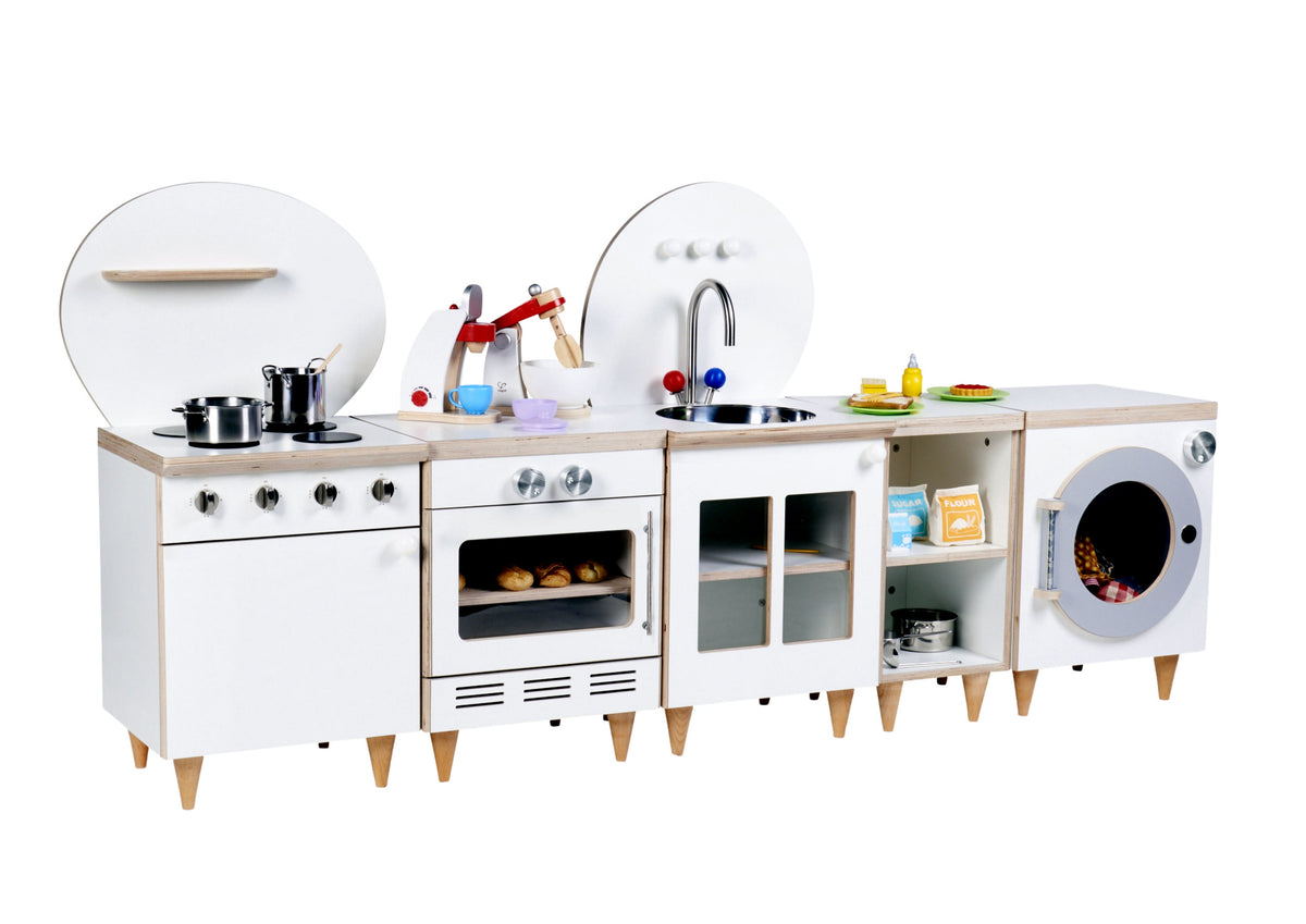 Complete modern kitchen setup white