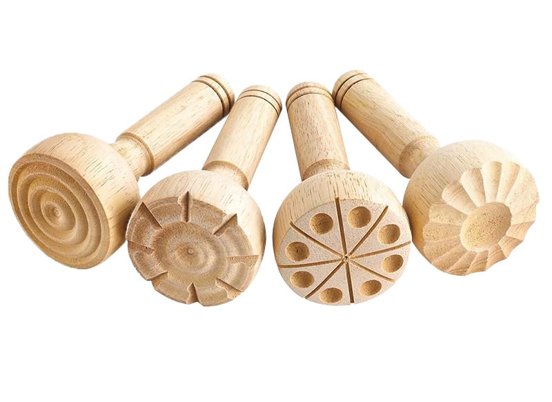 Wooden clay stamps, set of 4
