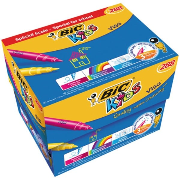 Felt Tip Pens Bic Kids Visa large pack, 288 pieces