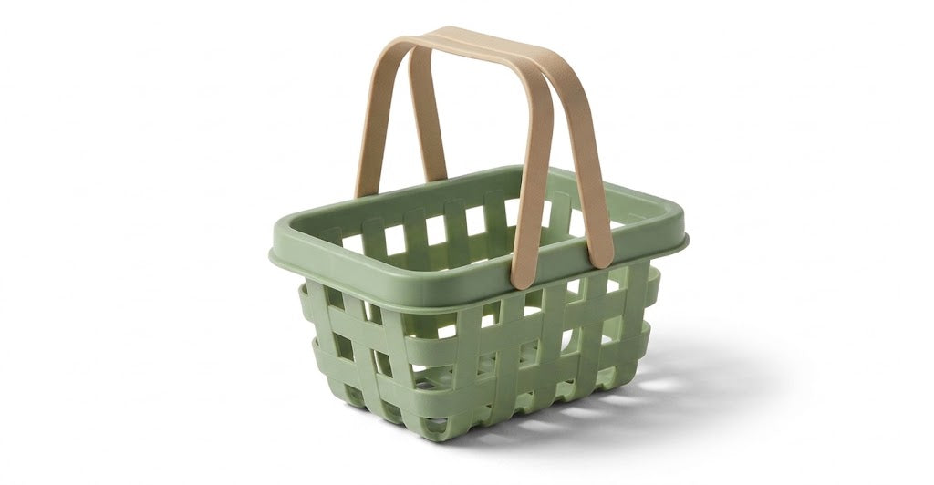 Zachtgroen winkelmandje met hengsel