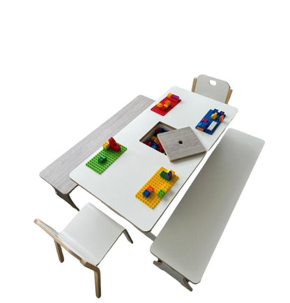 Zitbank t.b.v. de lego-bouwtafel