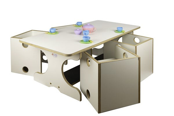 # Toddler set, table with 4 white bucket chairs