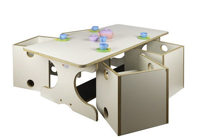 # Toddler set, table with 4 white bucket chairs