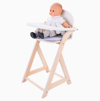 Doll's high chair grey/white