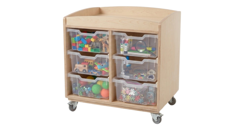 Mobile play table with raised edge and 6 bins, After School Care 4+