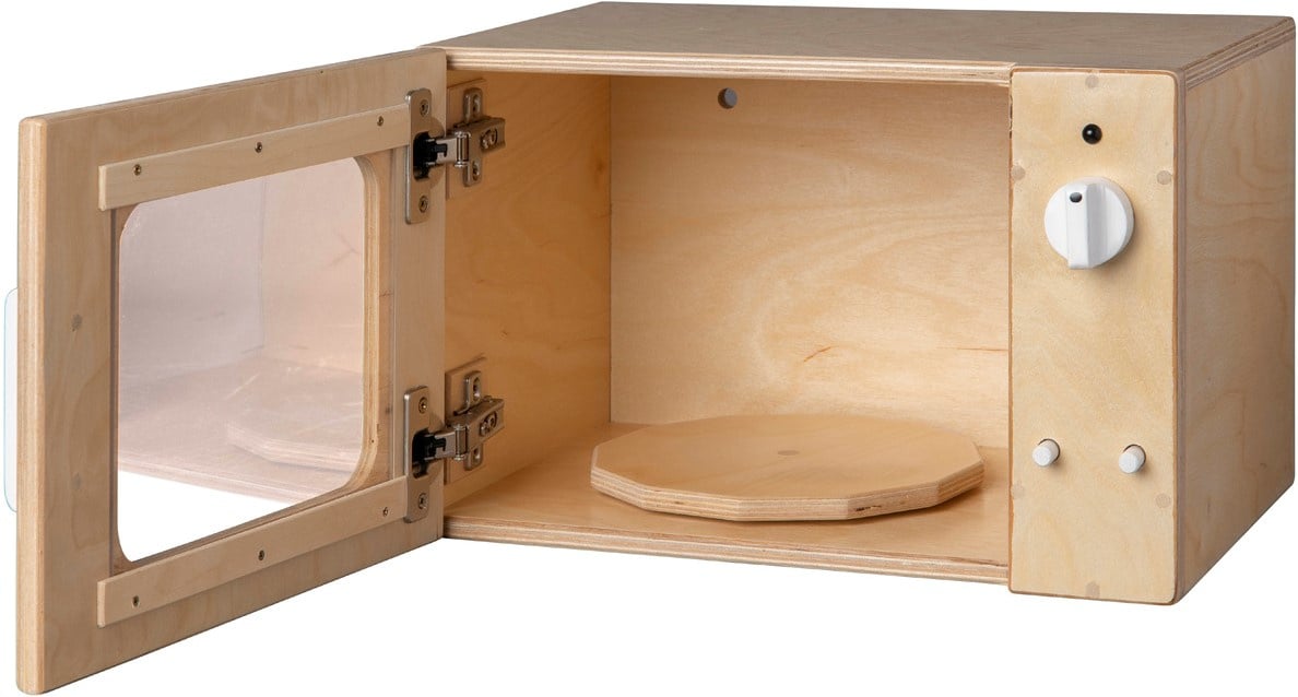 Wooden microwave natural white