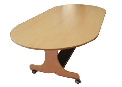 Verrijdbare tafel ovaal, berken/berken hpl
