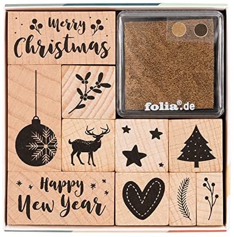 Houten stempelset, kerstmis
