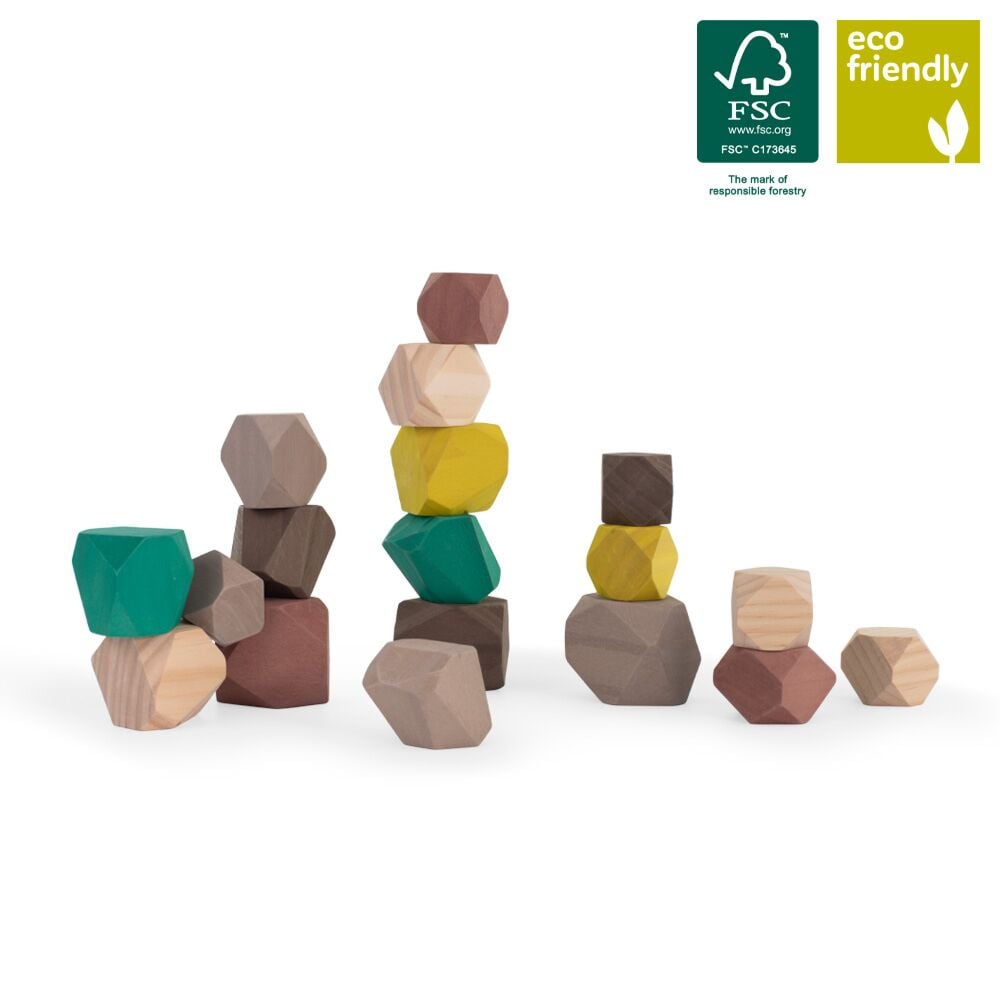 Stacking Game, 18 Wooden Blocks