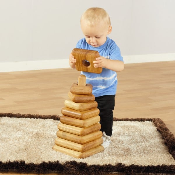 Giant wooden stacking pyramid squares