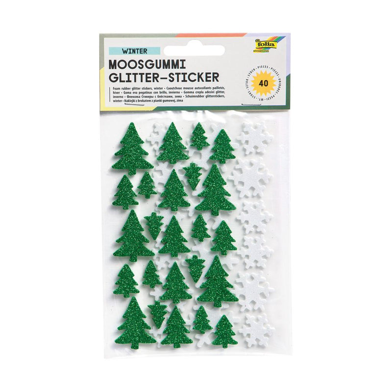 Foam glitterstickers Bomen en Sneeuwvlokken
