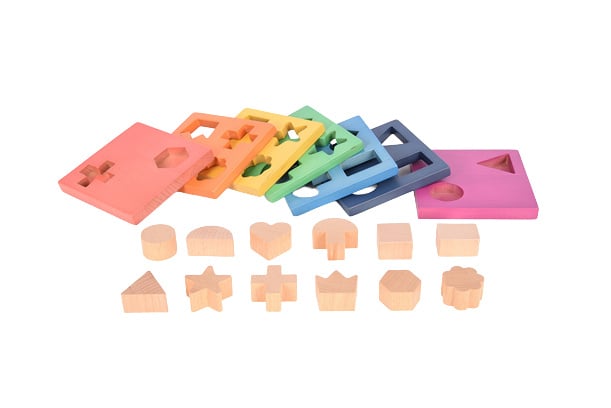 Tickit wooden shape stacker - rainbow