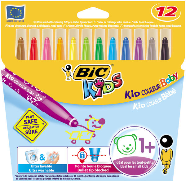 Kleurstiften Bic Kids Baby Couleur, 12 stuks