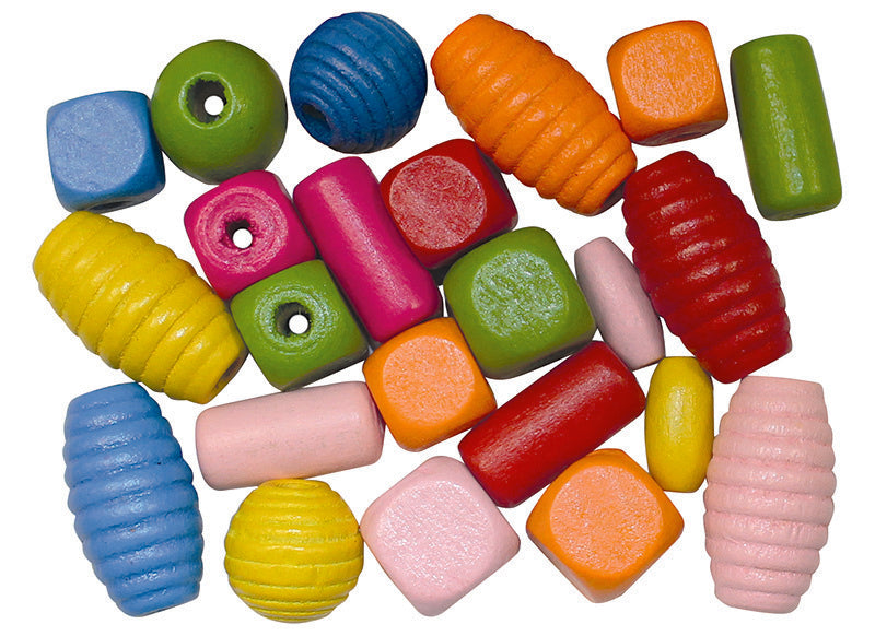 Coloured wooden beads