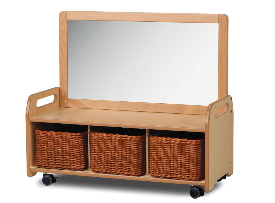 Mobile storage with mirror and baskets