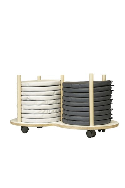 # Mobile trolley with 18 seat cushions