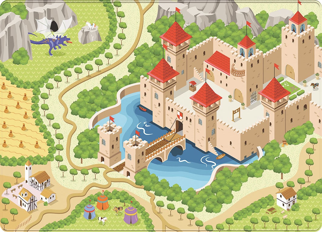 Velvet soft playmat The Castle (130 x 180 cm)