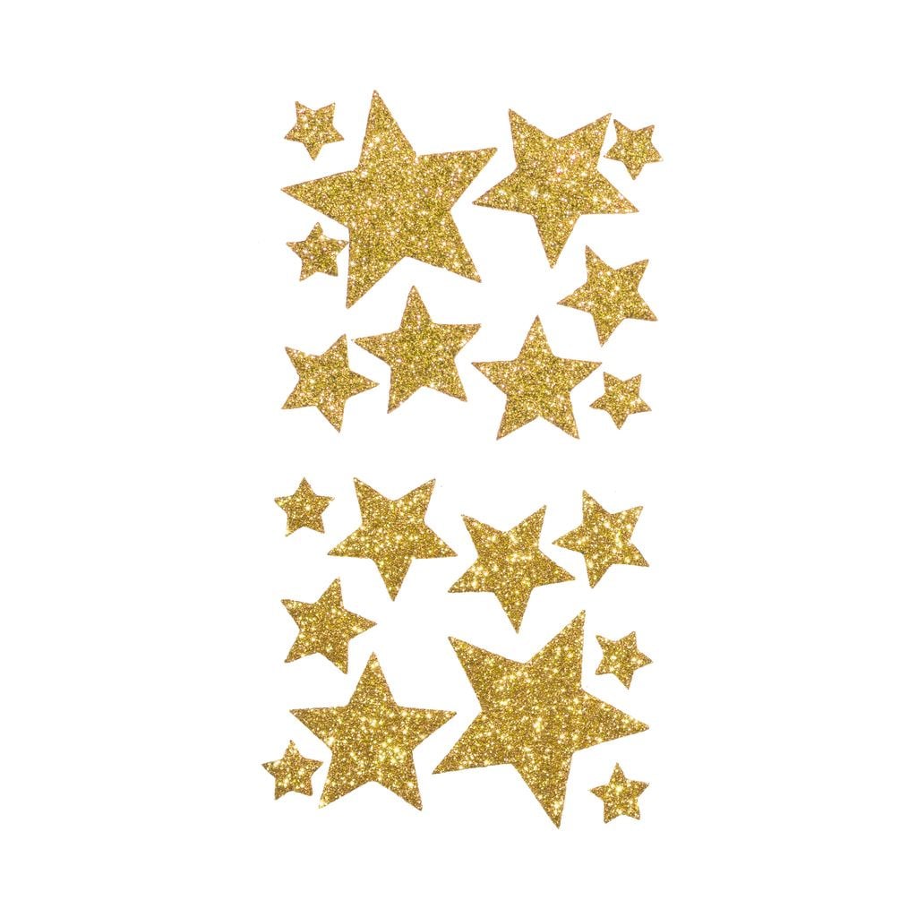 Foam Glitter Star Stickers Gold and Silver