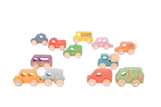 Tickit wooden cars rainbow, 12 pieces