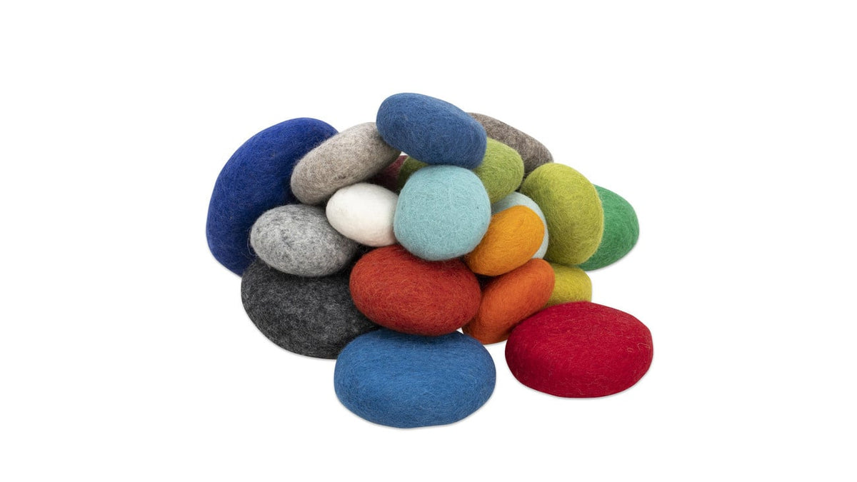 Vilten pebbels regenboogkleuren, 20 stuks