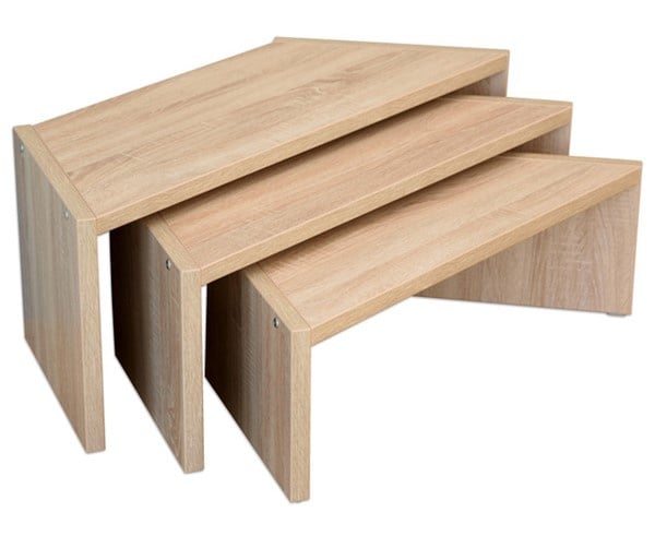 # EduCasa trapeze banken eiken decor, set van 3 stuks