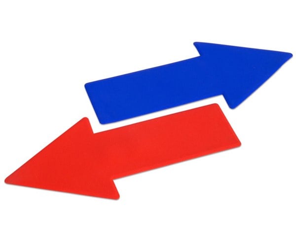 Floor markings, 20 arrows red and blue