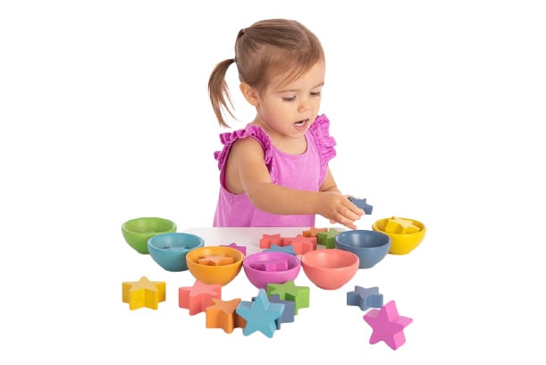 Tickit set of 21 wooden stars, rainbow colors