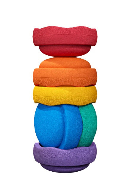 # Stapelstein groot, 6 stuks, Regenboog of Pastel