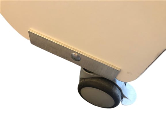 Mobile oval table, birch/white hpl