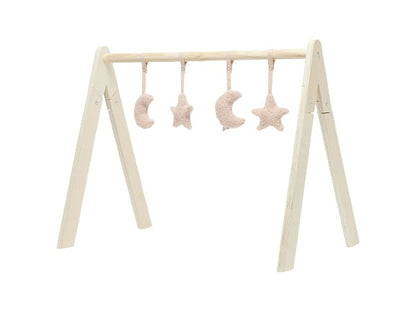 Wooden baby gym Moon pale pink