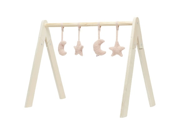 Houten babygym Moon pale pink