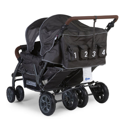 # Quadruple, 4-persoons kinderwagen incl. regenhoes en zonnekappen