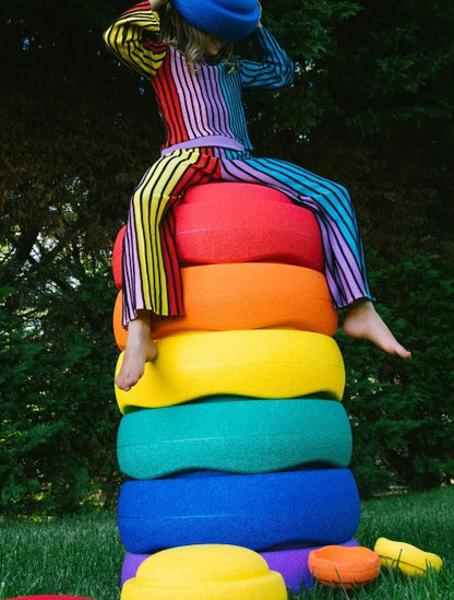 # Stapelstein groot, 6 stuks, Regenboog of Pastel