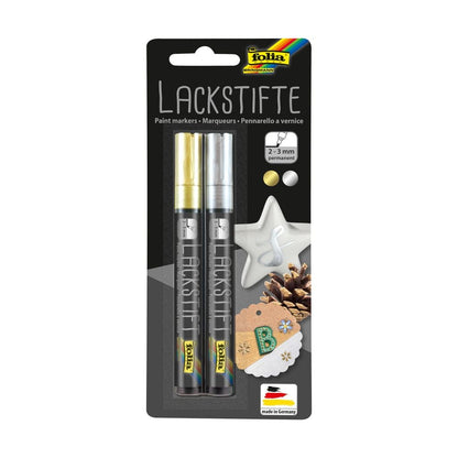 Paint pen gold and silver thick 2.5 mm, 2 pieces
