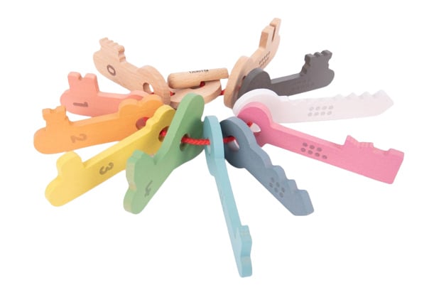 Tickit Wooden Rainbow Counting Keys, 10 Pieces