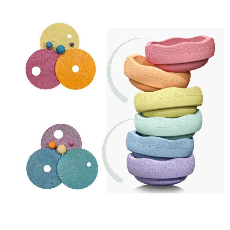 Grimms x Stapelstein Rollende schijven, pastel kleuren