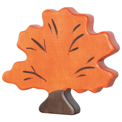 Wooden autumn scene, trees and mushroom