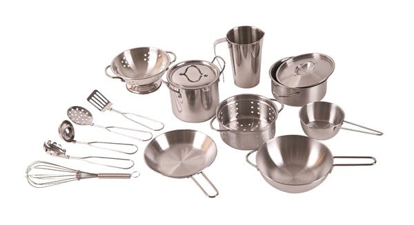 Uitgebreid RVS servies, 15-delig