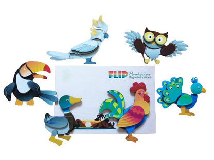 6 puzzels in een houten opbergkist, thema vogels
