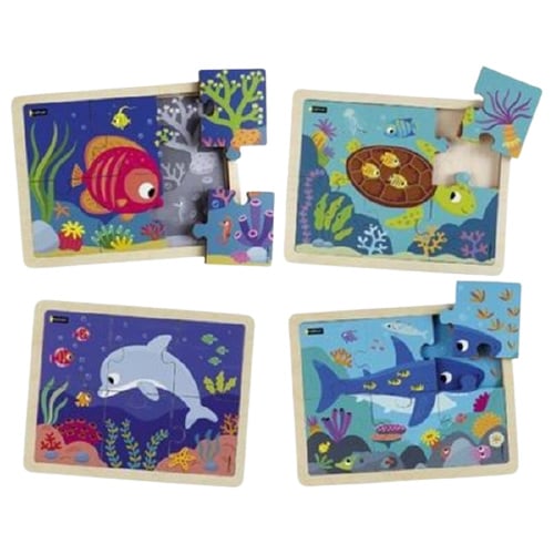 Colour puzzle set sea animals, 4 pieces