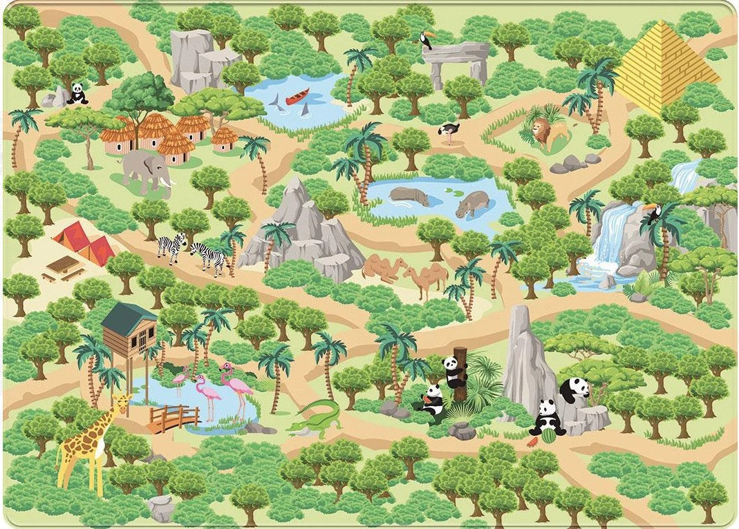 Velvet soft play mat The Jungle (130 x 180 cm)