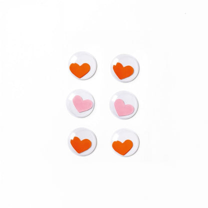 Wiebeloogjes met hartjes, doorsnee 30 mm, 6 stuks