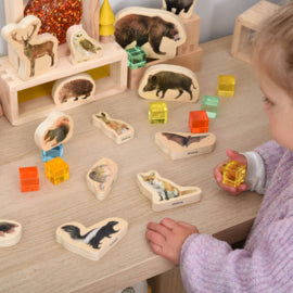 Houten Bosdieren blokken, 15 stuks