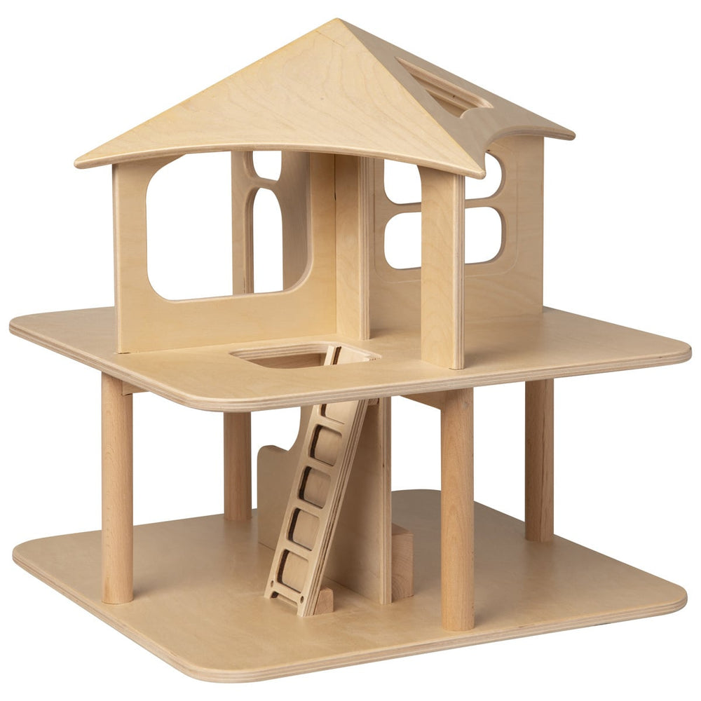Wooden dollhouse unpainted