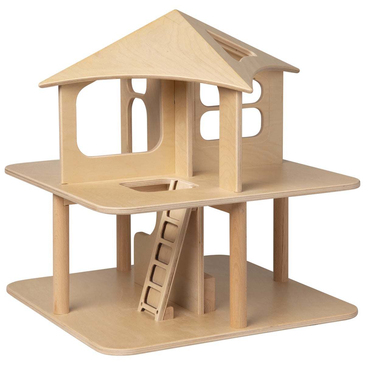 Wooden dollhouse unpainted